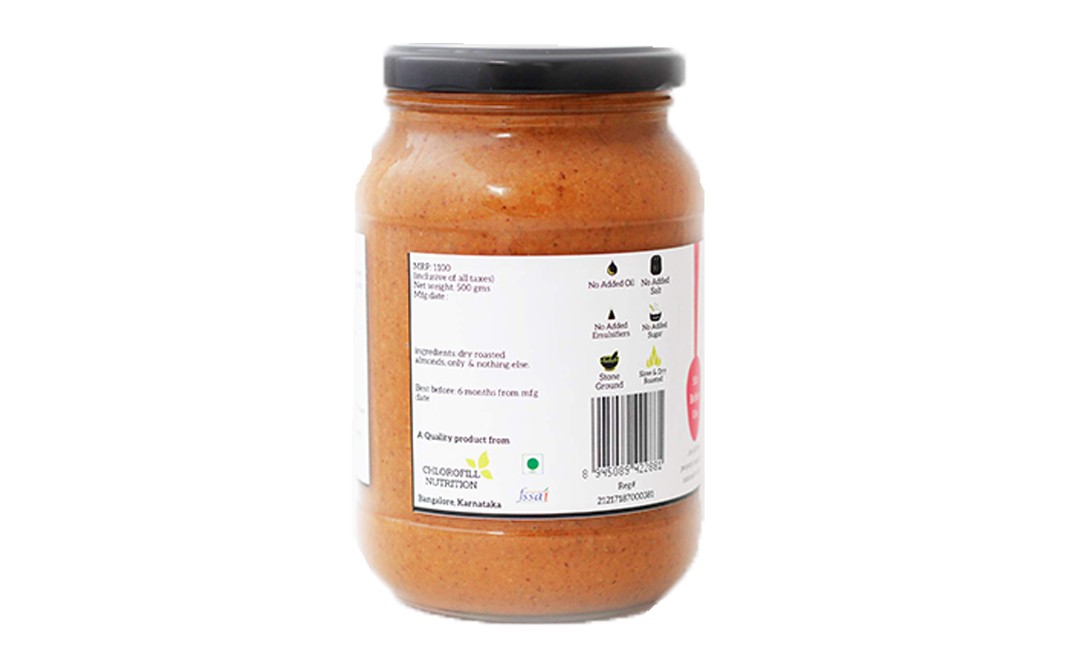 All Over Nuts Natural Almond Butter Crunchy   Glass Jar  500 grams